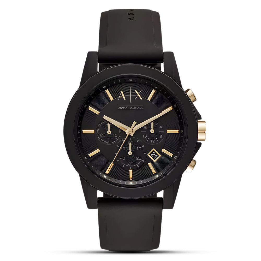 Armani Exchange Black Dial Silicone Strap Men's Watch AX7105