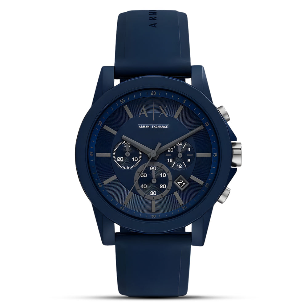 Armani Exchange Dark Blue Dial Silicone Strap Men's Watch AX7128