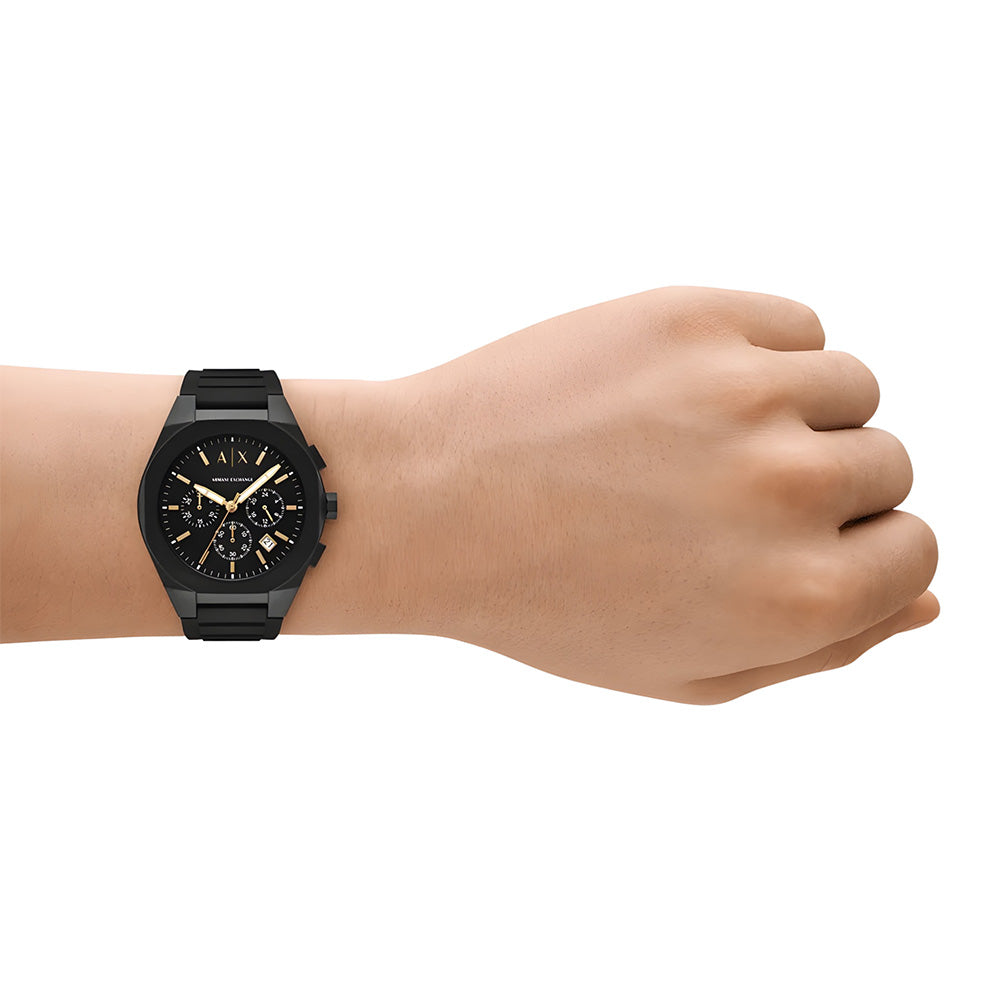 Armani Exchange Rafael Black Silicone Strap Watch AX7165