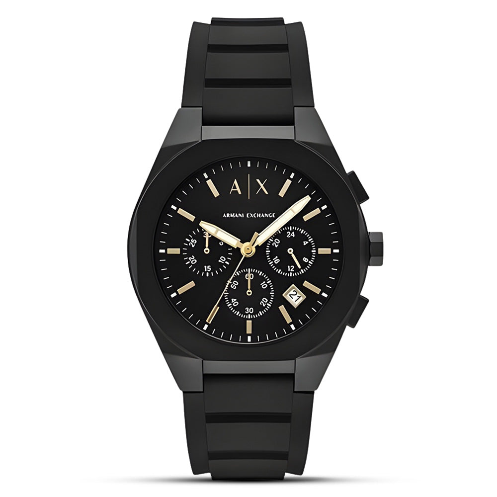 Armani Exchange Rafael Black Silicone Strap Watch AX7165