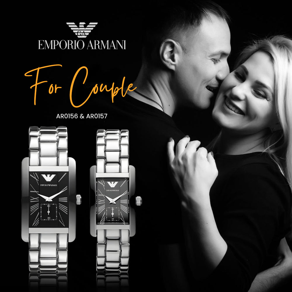 Emporio Armani Black Dial Couple Watch | AR0156 & AR0157