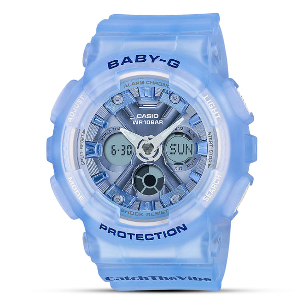 Casio Baby-G Transparent Blue Resin Strap Ladies Watch BA-130CV-2A