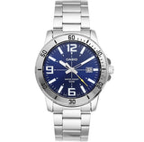 Casio Enticer Stainless Steel Blue Dial Men's Watch | MTP-VD01D-2BV