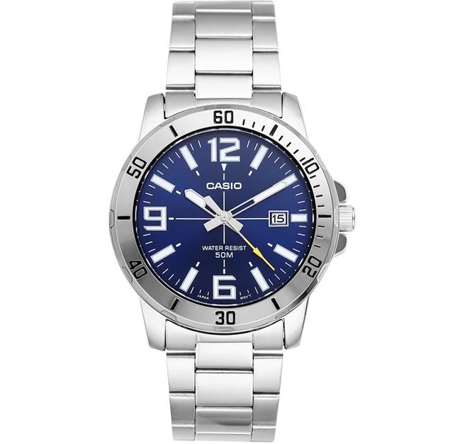 Casio Enticer Stainless Steel Blue Dial Men's Watch | MTP-VD01D-2BV