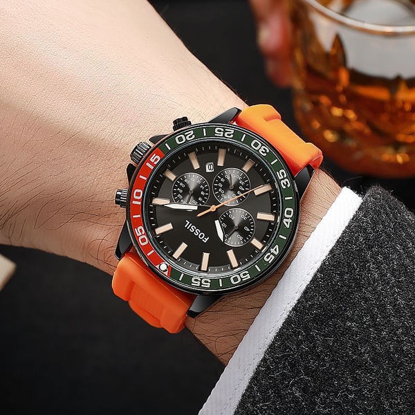 Fossil Bannon Multifunction Orange Silicon Strap Watch | BQ2500