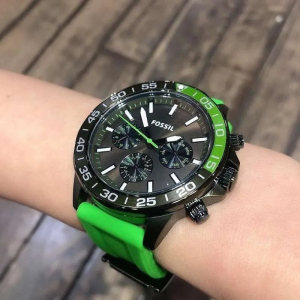 Fossil Bannon Multifunction Green Silicon Strap Watch | BQ2501