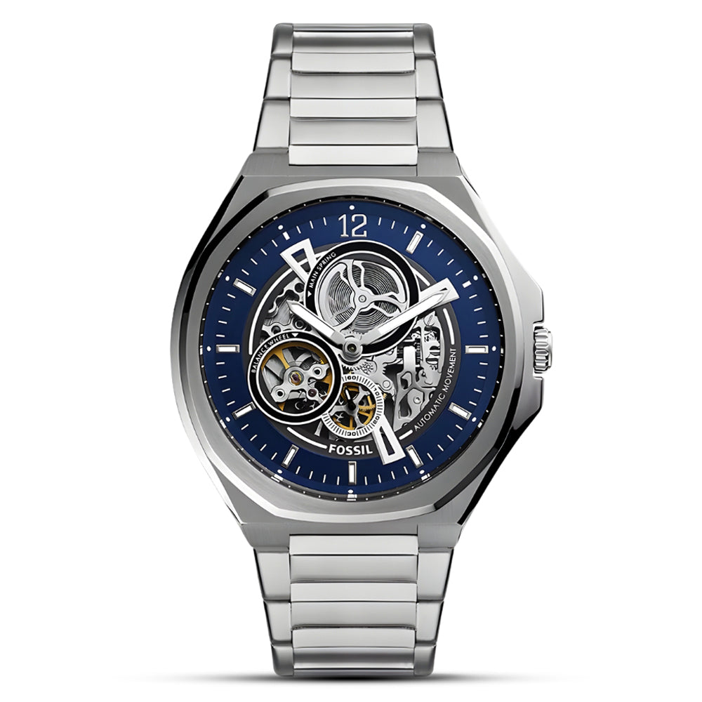 Fossil Evanston Automatic Blue Skeleton Dial Men's Watch | BQ2620