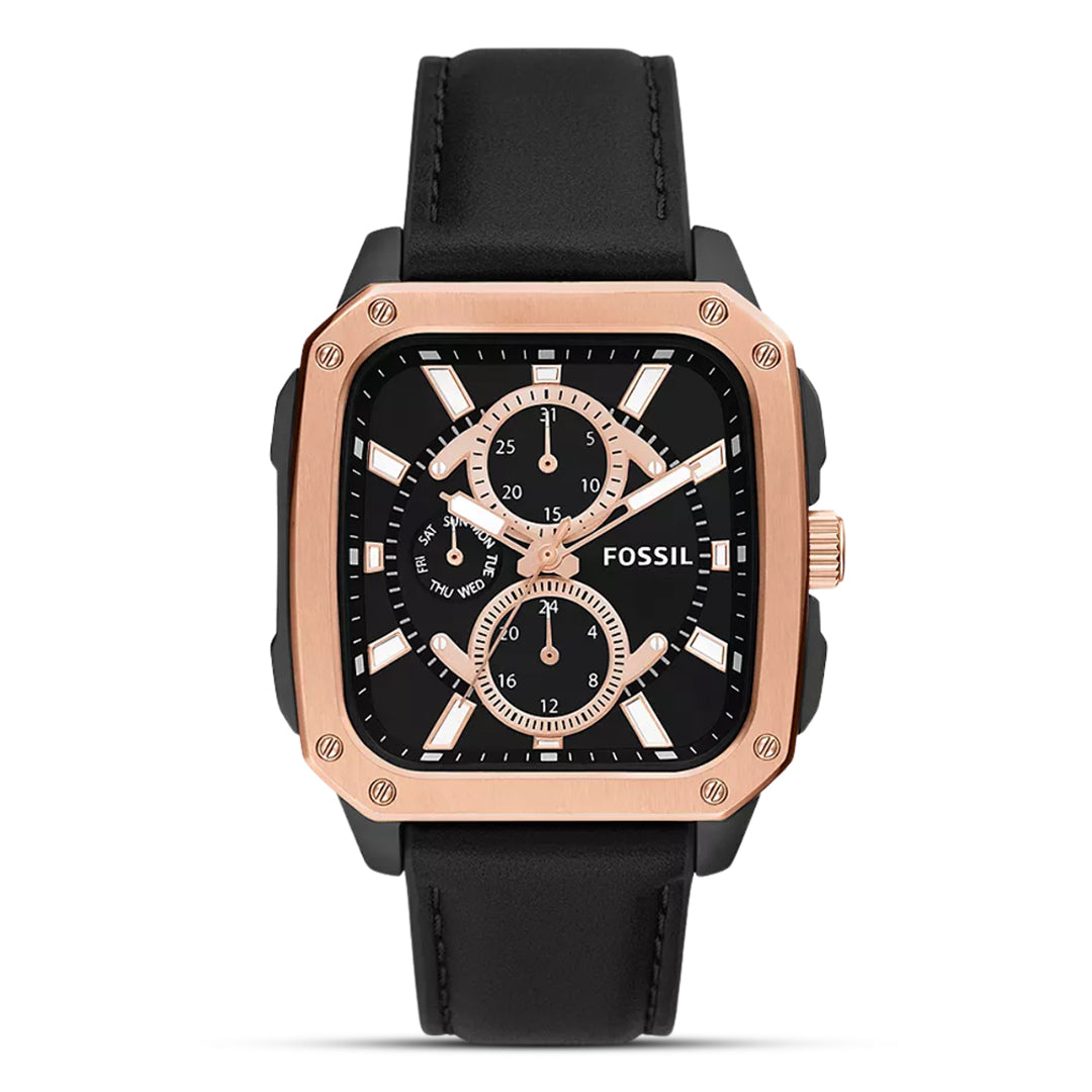 Fossil Multi-function Black Leather Men's Watch| BQ2654