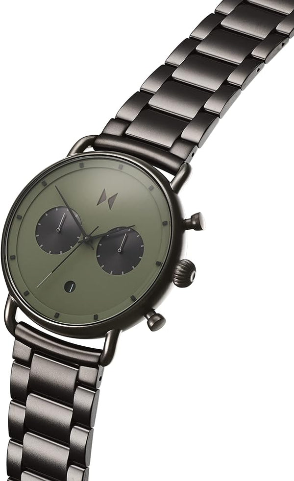 MVMT Blacktop Green Dial Gunmetal Strap Watch BT01-OLGU