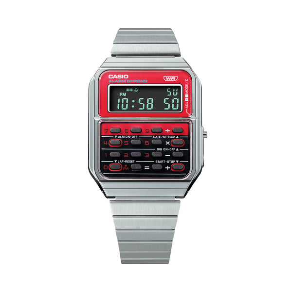 Casio Vintage 70's Style Digital Calculator Red Dial Unisex Watch | CA-500WE-4BDF