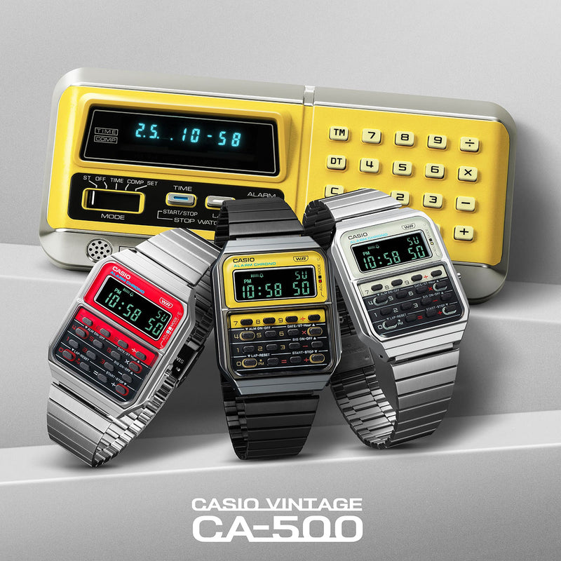 Casio Vintage 70's Style Digital Calculator Red Dial Unisex Watch | CA-500WE-4BDF