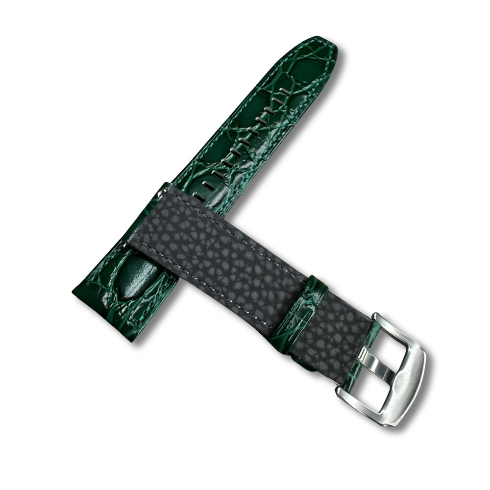 Cavern Premium 22mm Green Crocodile Textured Leather Strap