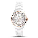 Fossil Three-Hand White Ceramic Women's Watch| CE1107