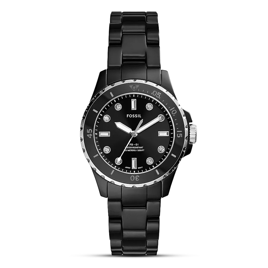 Fossil Black Ceramic Three-Hand Women's Watch| CE1108