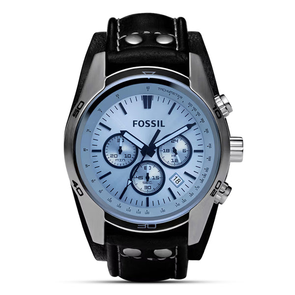 Fossil Coachman Chronograph Blue Dial Leather Strap Watch | CH2564