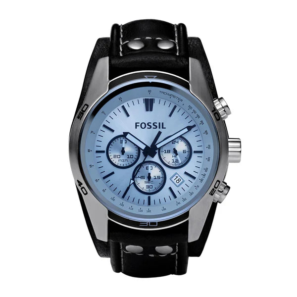 Fossil Coachman Chronograph Blue Dial Leather Strap Watch | CH2564