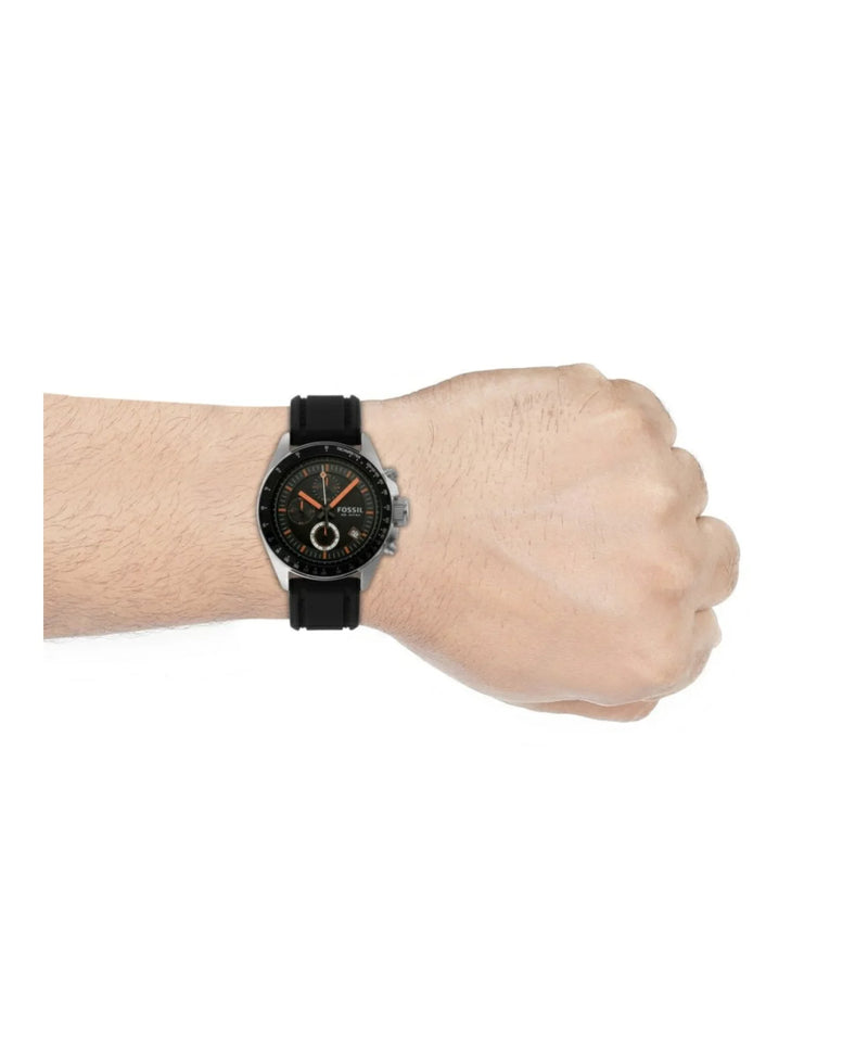 Fossil Decker Black with Orange Silicone Watch | FS5921