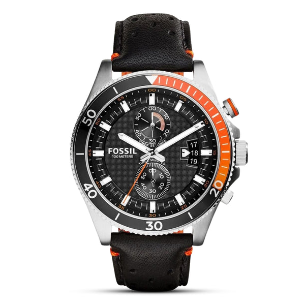 Fossil Wakefield Black Leather Strap Men's Watch | CH2953