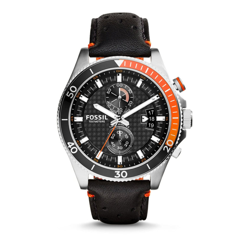 Fossil Wakefield Black Leather Strap Men's Watch | CH2953