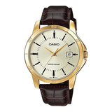 Casio Enticer Golden Dial Leather Men's Watch| MTP-V004GL-9AUDF