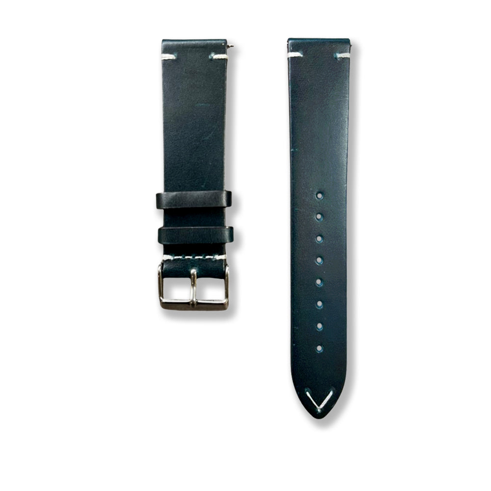 Cavern 20mm Dark Green Full Grain Stitched Leather Strap