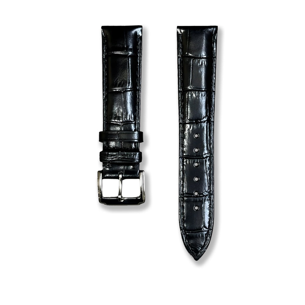 Cavern 20mm Black Crocodile Texture Leather Strap V2