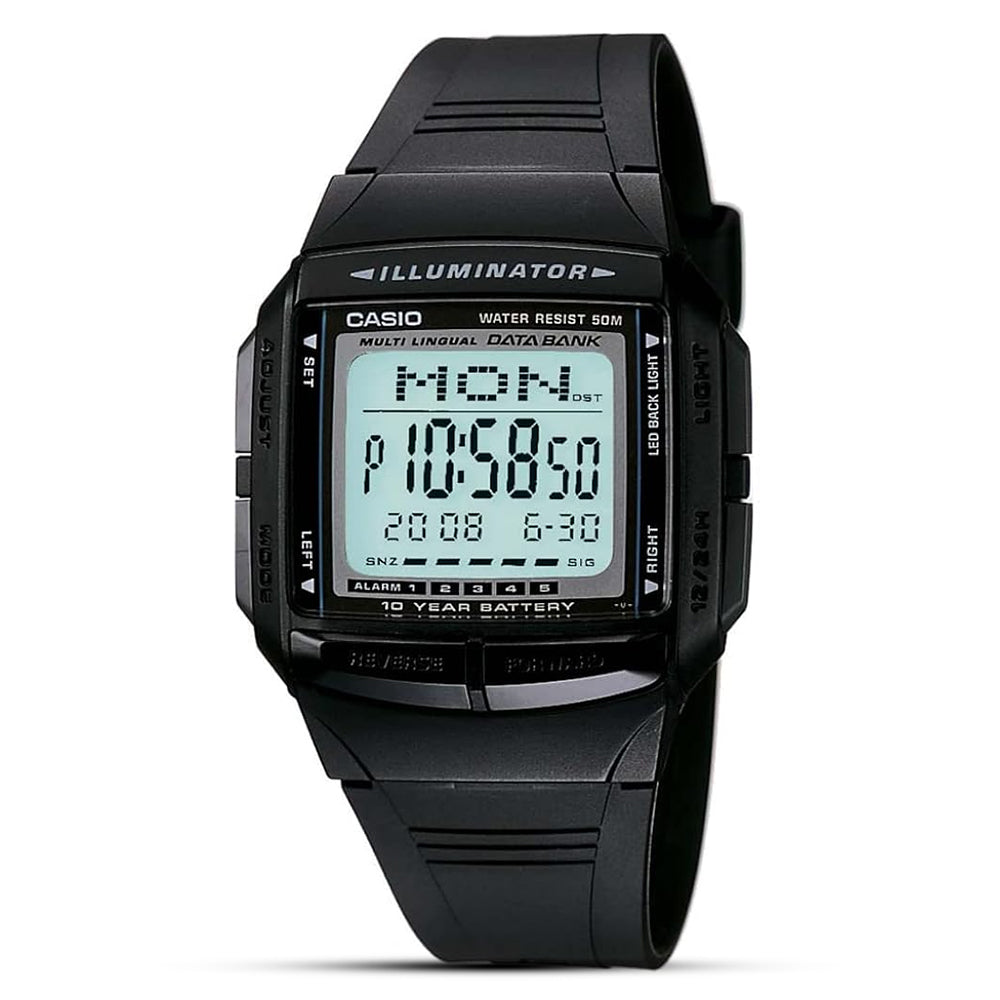 Casio Vintage Digital Data Bank Resin Strap Watch DB-36-1AVDF