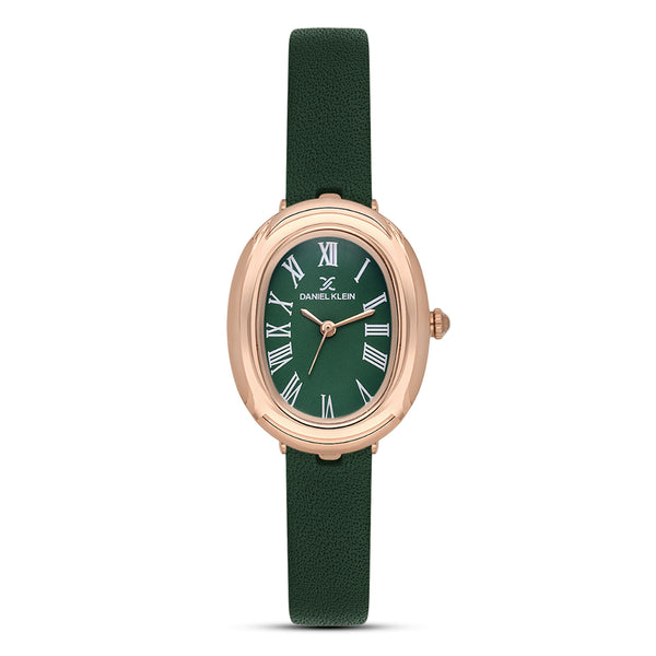 Daniel Klein Green Dial Leather Strap Ladies Watch | DK.1.13872-5