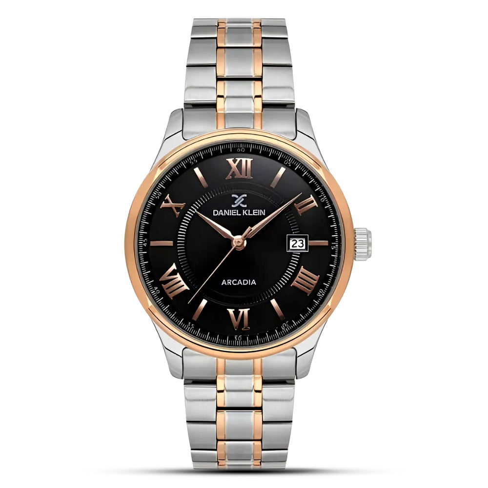 Daniel Klein Two Tone Black Dial Men's Watch | DK.6.14050-7