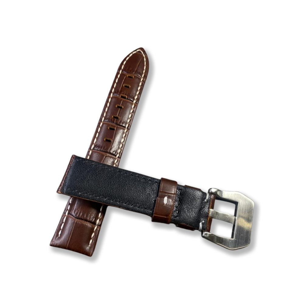 Cavern 20mm Dark Brown Crocodile Texture Leather Strap