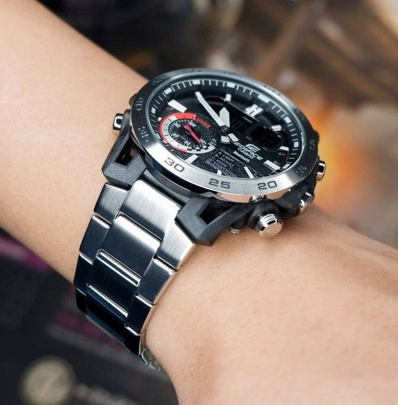 Casio Edifice Sospensione Black Dial Stainless Steel Watch| ECB-40D-1ADF