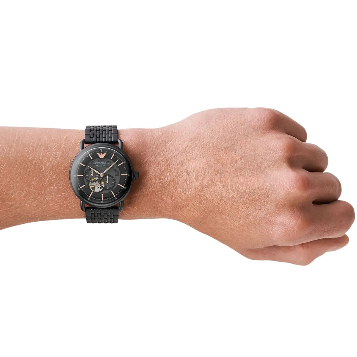 Emporio Armani Avaiator Black Dial Automatic Men's Watch | AR60025