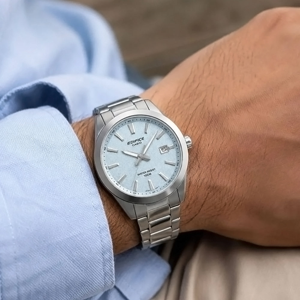 CASIO EDIFICE ANALOG ICE BLUE DIAL MEN'S WATCH | EFV-160D-2BVDF