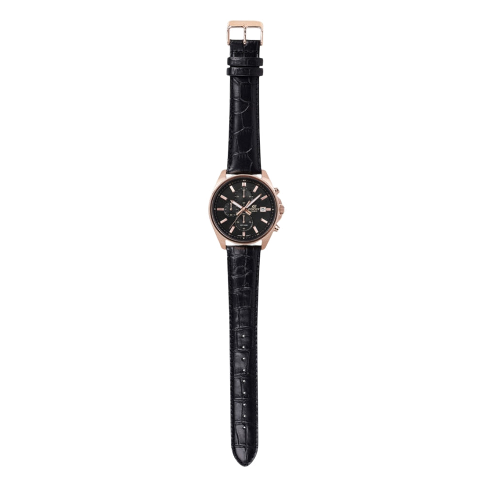Casio Edifice Black Leather Strap Men's Watch | EFV-610ECL-1AUDF