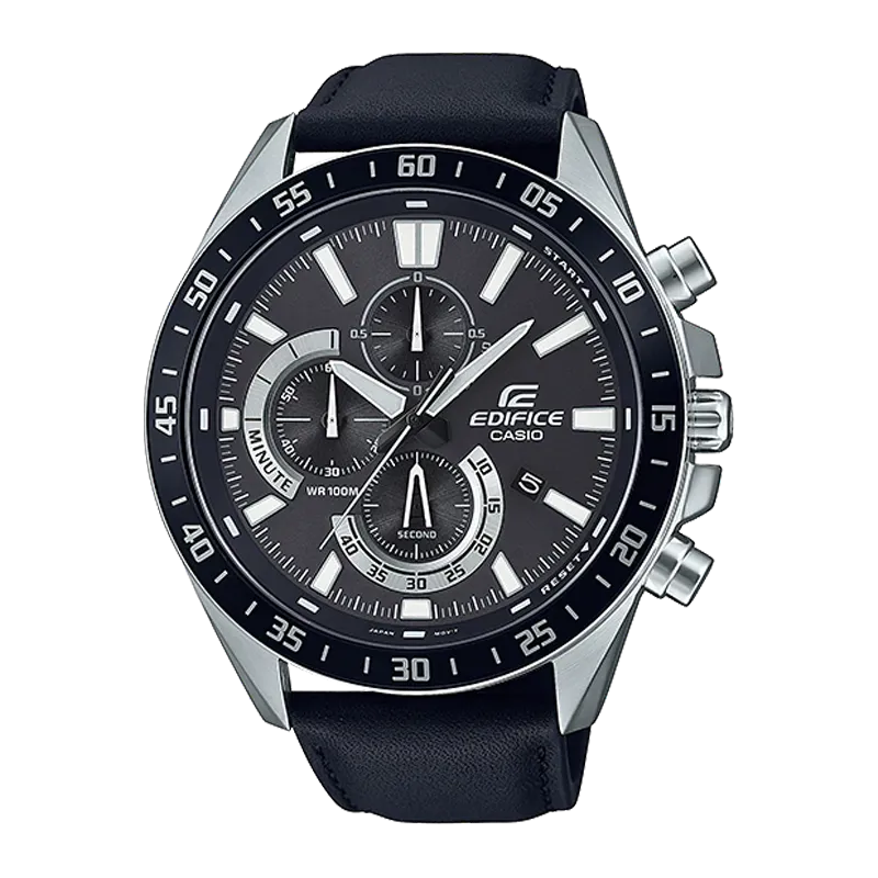 Casio Edifice Black Dial Leather Strap Men's Watch| EFV-620L-1AVUDF