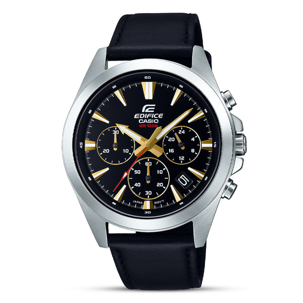 Casio Edifice Standard Black Leather Strap Men's Watch| EFV-630L-1AVUDF