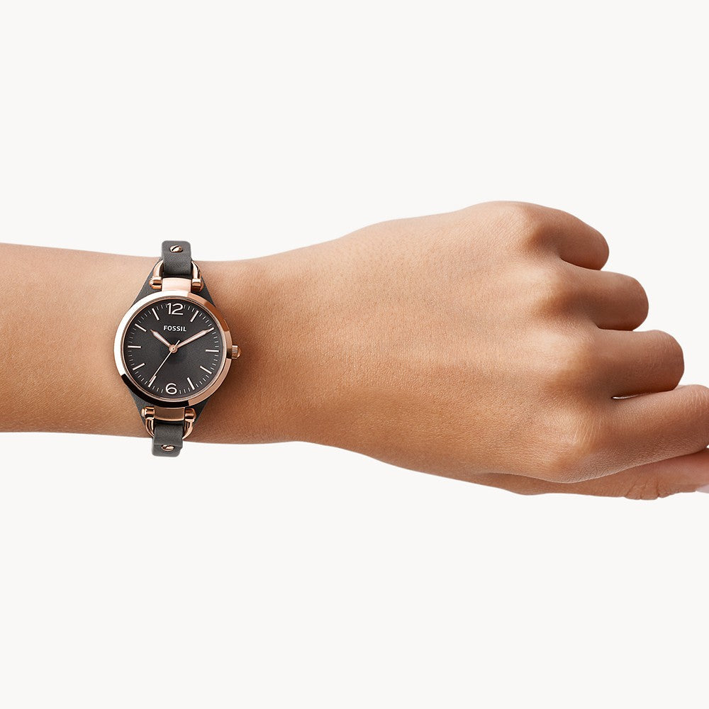 Fossil Georgia Smoke Leather Women Watch ES3077