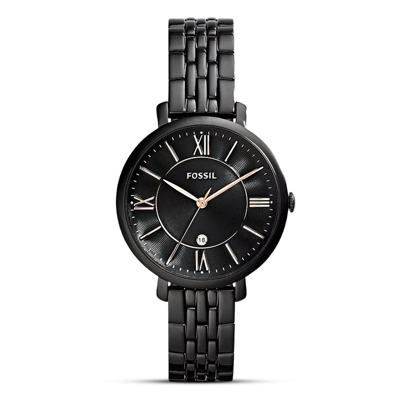 Fossil Women's Jacqueline Black Dial Stainless Steel Watch ES3614
