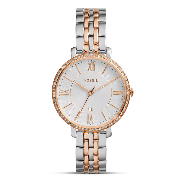 Fossil Jacqueline Two Tone White Dial Ladies Watch | ES3634