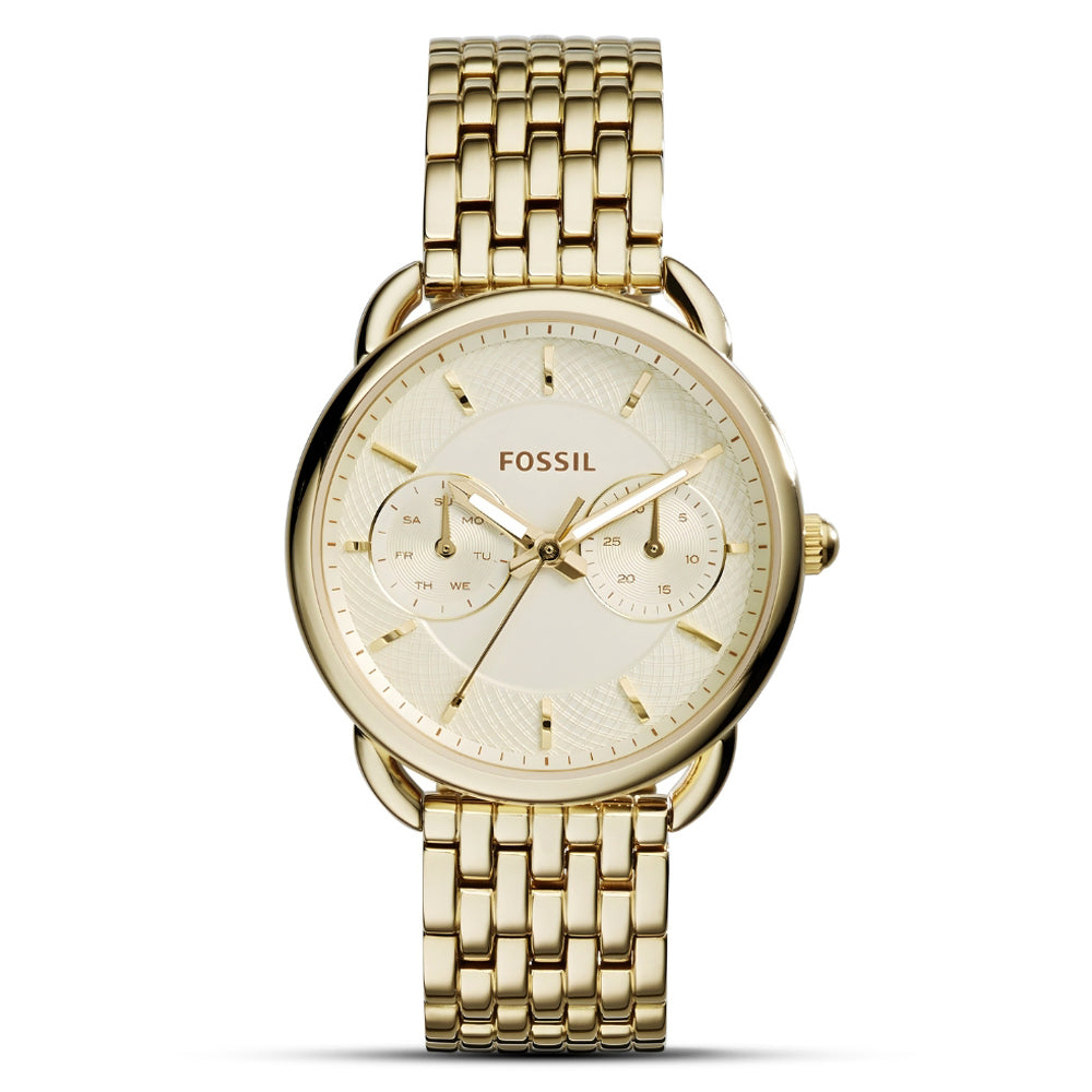 Fossil Tailor Gold Tone Champagne Dial Ladies  Watch ES3714
