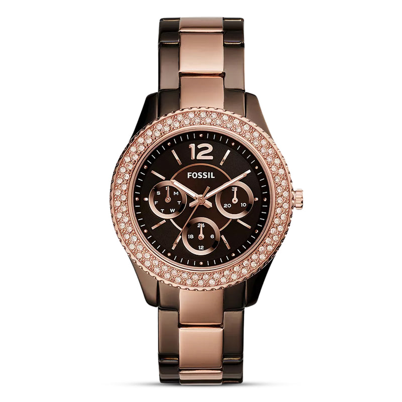 Fossil Stella Multifunction Two-Tone Brown Dial Ladies Watch | ES4079