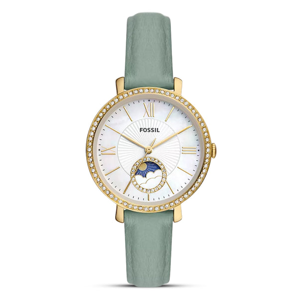 Fossil Jacqueline Sun Moon Green Leather Women's Watch| ES5168