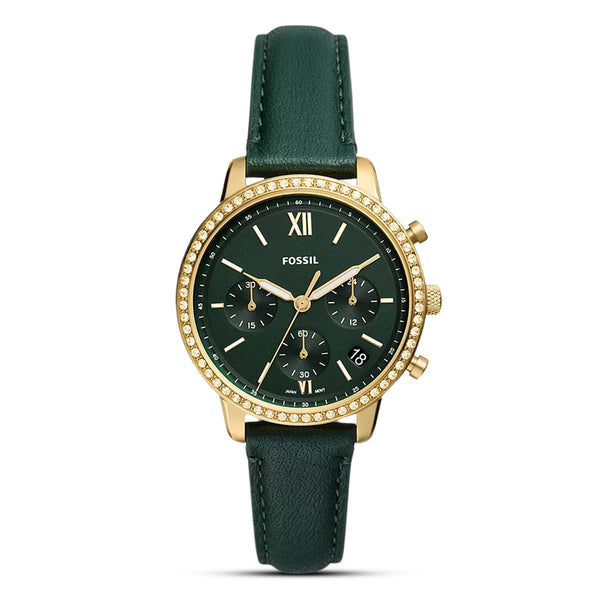 Fossil Neutra Chronograph Green Leather Strap Ladies Watch | ES5239