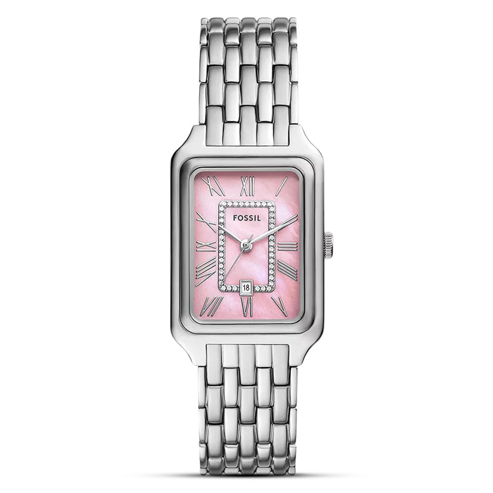 Fossil Raquel Silver Tone Pink Dial Ladies Watch ES5401