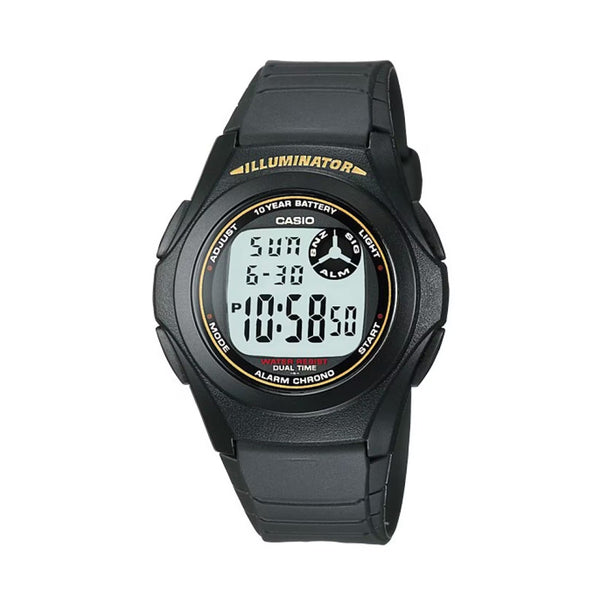 CASIO YOUTH BLACK RESIN STRAP MEN'S WATCH | F-200W-9ADF