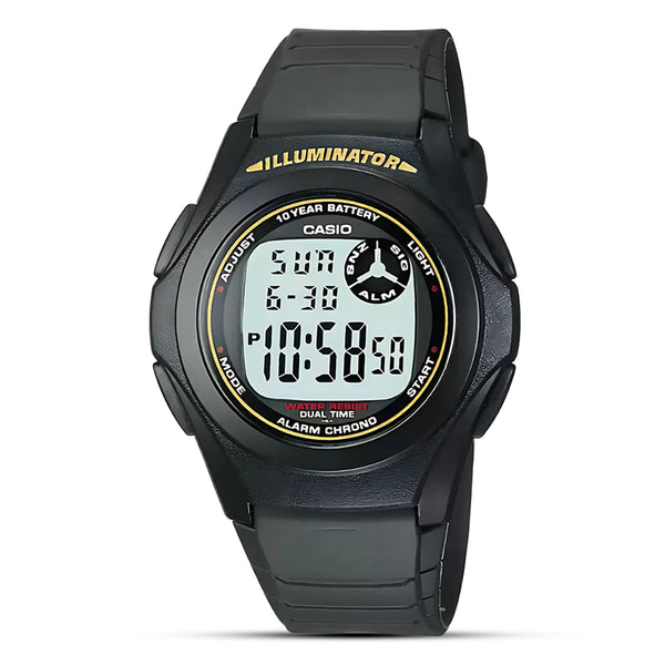 CASIO YOUTH BLACK RESIN STRAP MEN'S WATCH | F-200W-9ADF