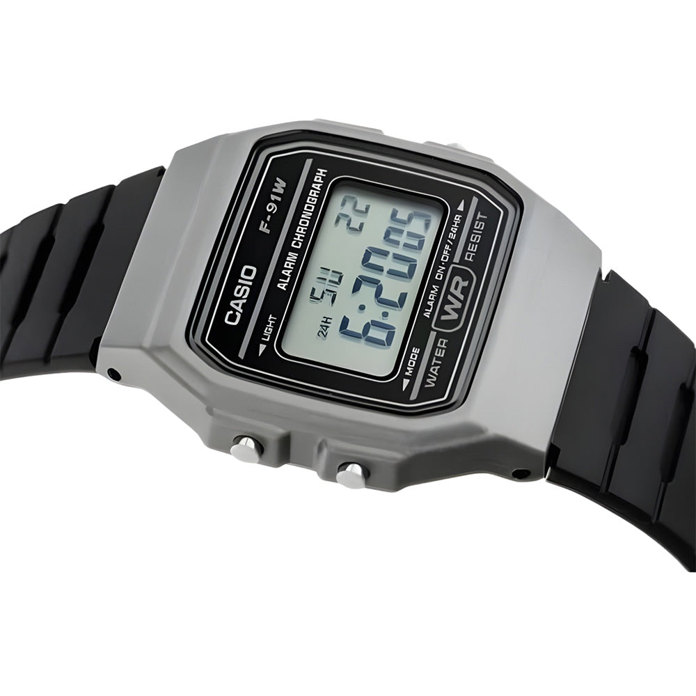 Casio Vintage Digital Grey Bezel Resin Strap Watch | F-91WM-1BDF