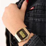 Casio Vintage Digital Golden Bezel Resin Strap Watch| F-91WM-9ADF