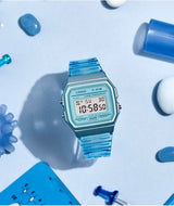 Casio Vintage Digital Transparent Blue Resin Strap Ladies Watch | F-91WS-2DF