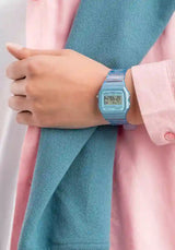 Casio Vintage Digital Transparent Blue Resin Strap Ladies Watch | F-91WS-2DF